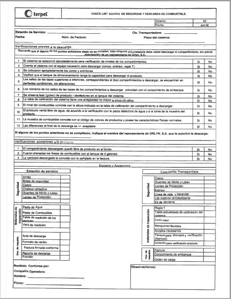 Libreta Formato Check List